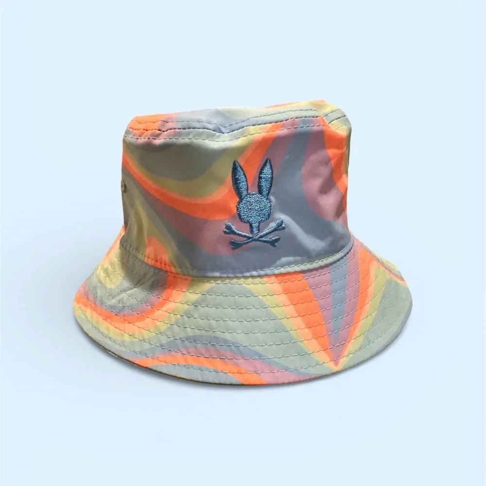 Colorful Bucket Hat with Pyscho Bunny Embroidered Logo - Picture 1 of 8